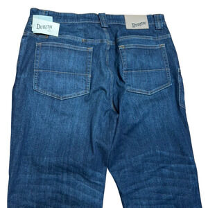 NEW Duluth Trading Co Jeans Mens 35 x 32 Blue Ballroom Double Flex Relaxed Fit